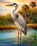 Slam Collections Blue-Heron Print  16x20