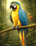 Slam Collections Blue-Macaw Print  16x20