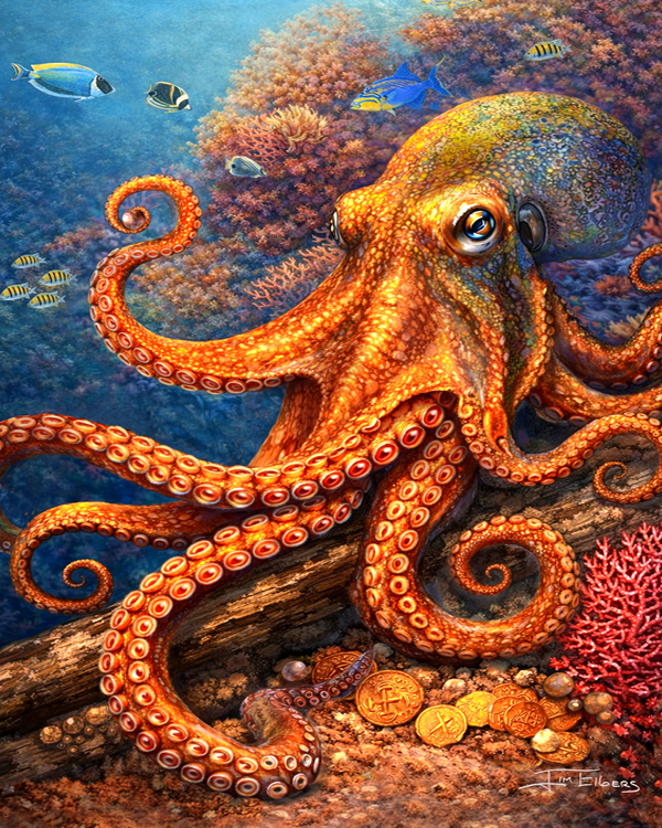 Slam Collections Octopus-Treasure Print 16x20