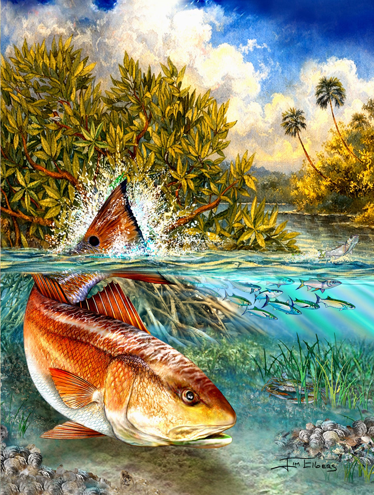 Slam collections Redfish-in-the-Open Giclee 16X20