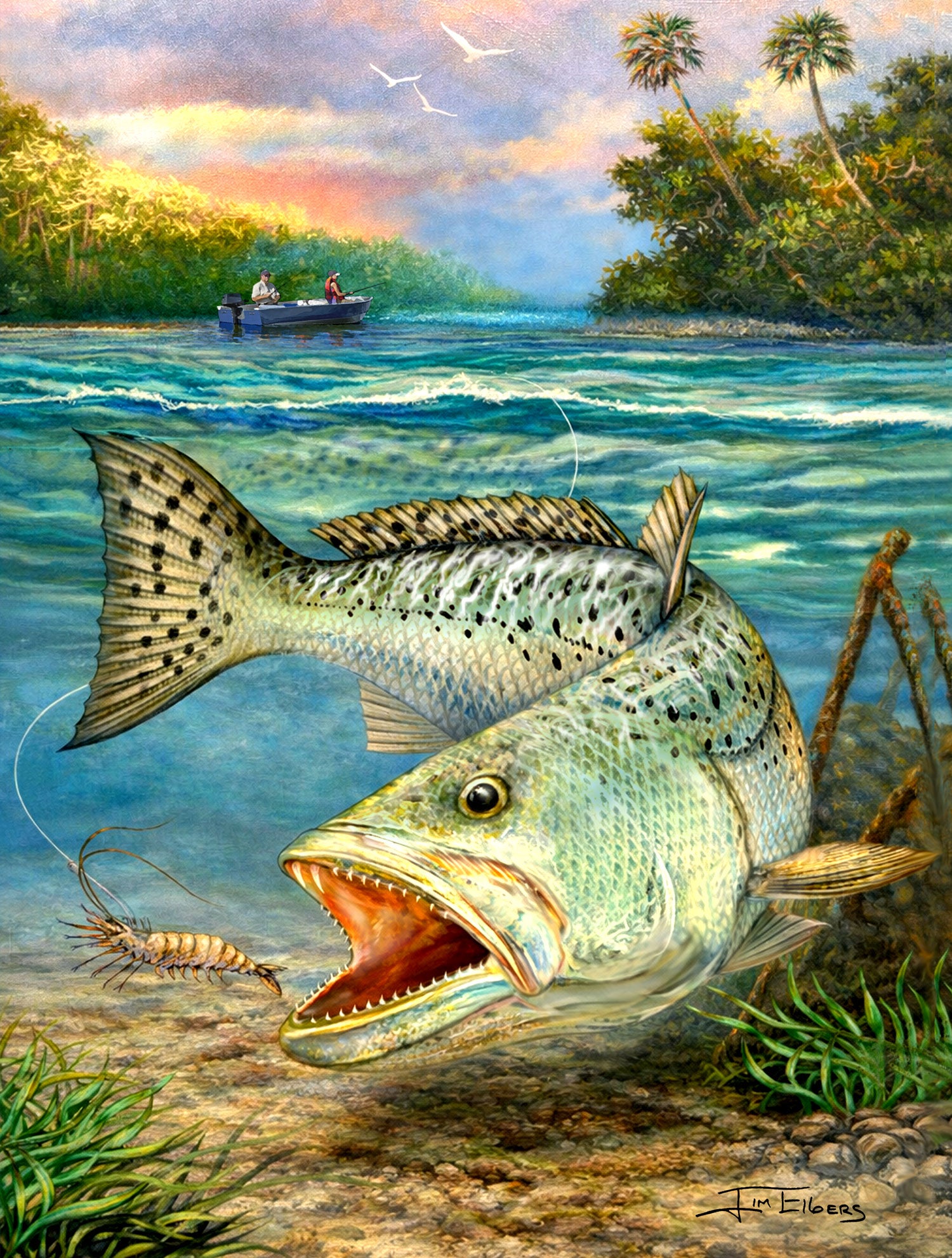 Slam collections Trout-Shrimp Giclee 16X20
